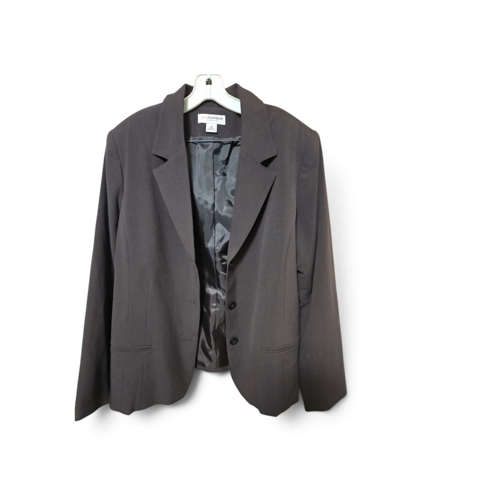Sag Harbor Stretch Blazer Brown Three Button Lined Career Jacket Womens Size 18